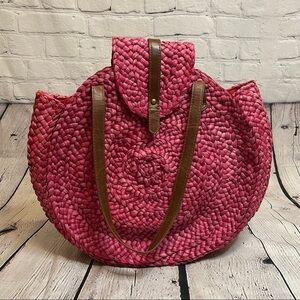 Sun n Sand Accessories Agata Pink Straw/Wicker Shoulder Tote